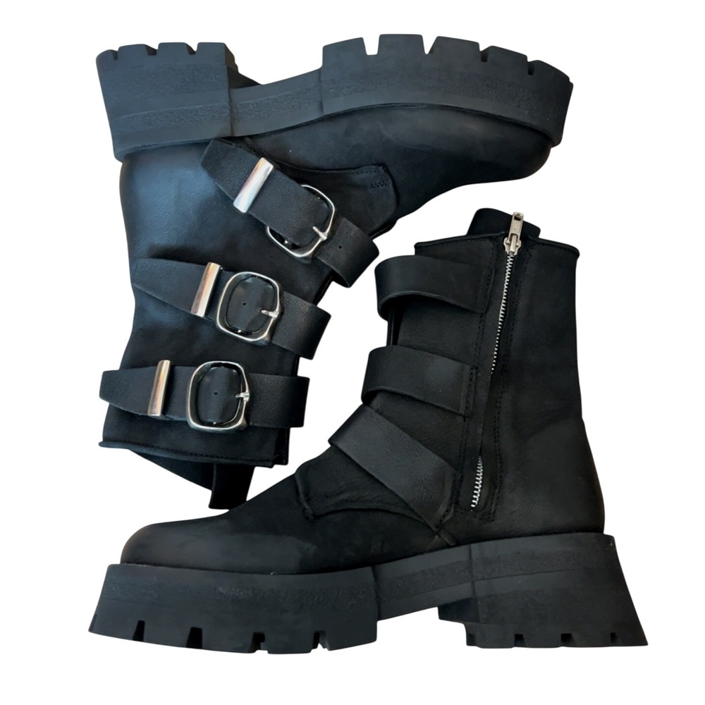 STEVE MADDEN "Roland" Triple Buckle Combat Boots | EXCELLENT CONDITION | SZ: 9.5 - Picture 4 of 11